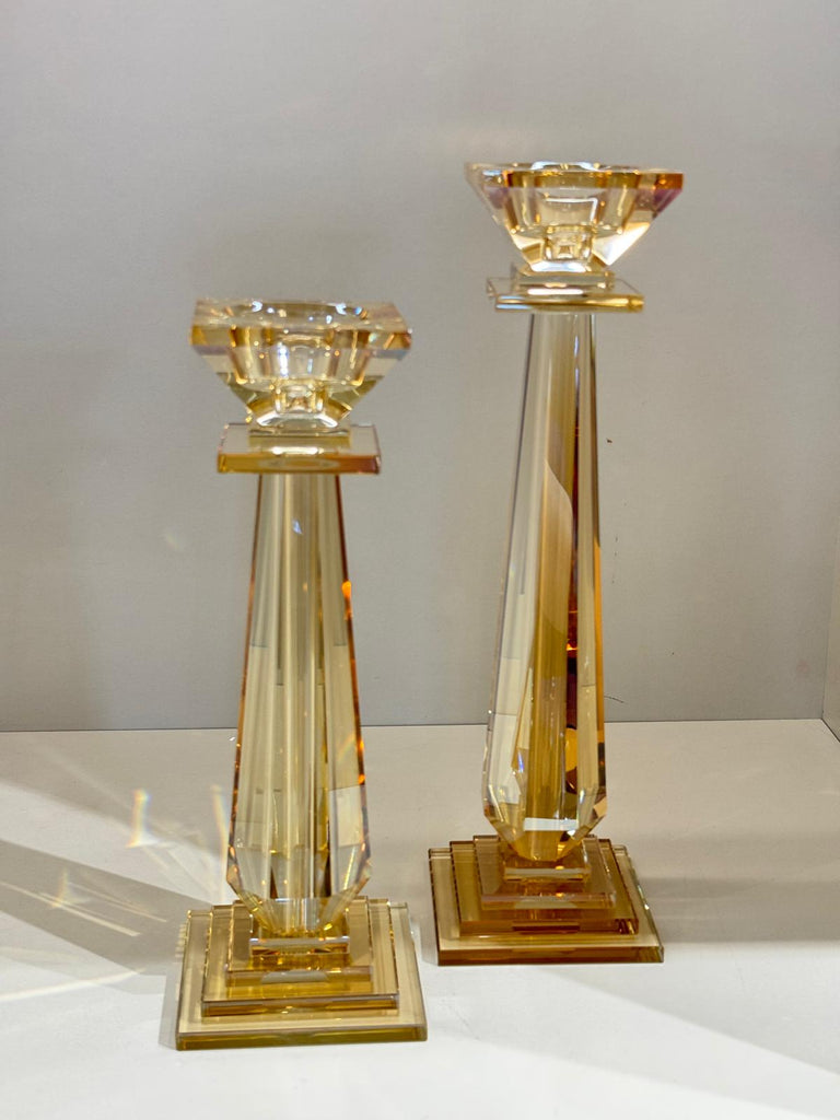 İkili Kristal Uzun Şamdan Bal Renk Model