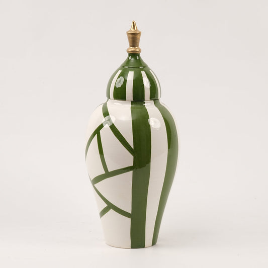 El Yapımı Yeşil Desenli Küp 38 cm