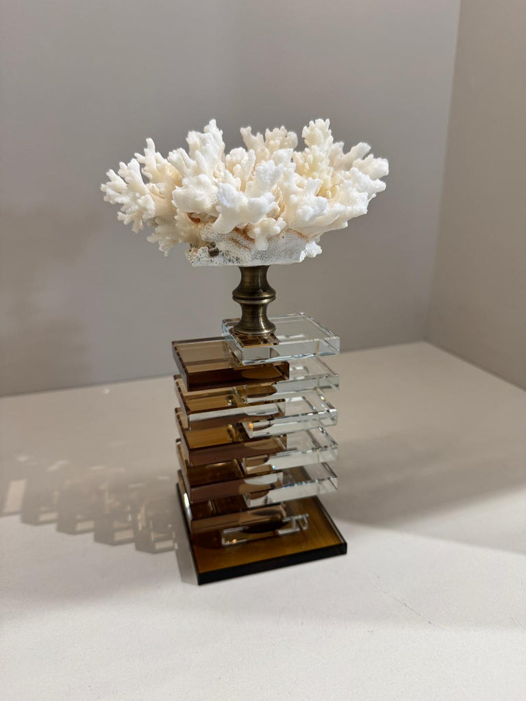 Kristal Kaideli Doğal Mercan Kahve- Şeffaf Kat Kat