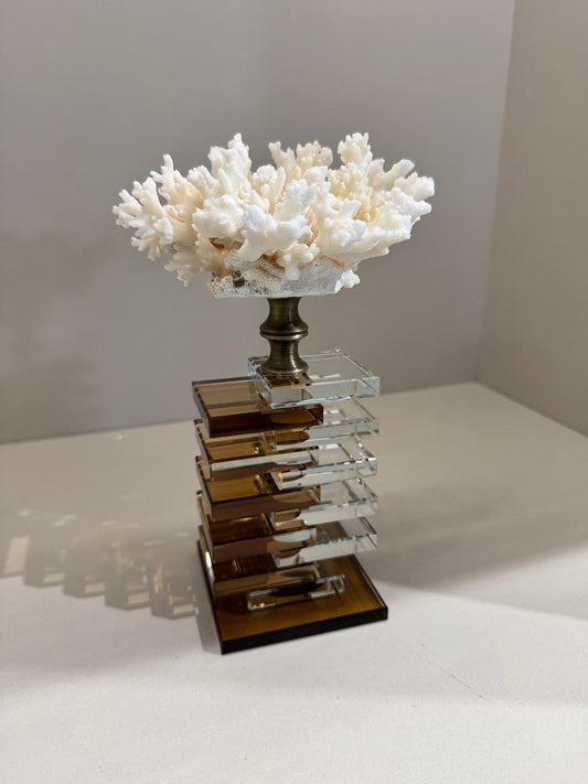 Kristal Kaideli Doğal Mercan Kahve- Şeffaf Kat Kat