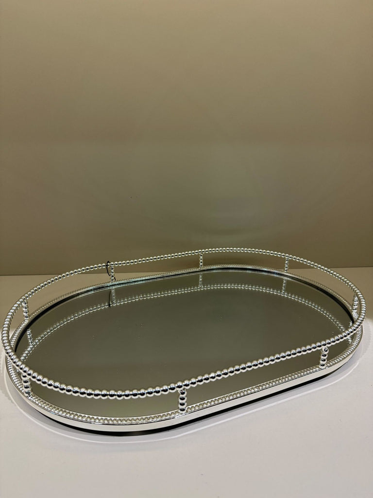 Gümüş  Aynalı Oval Tepsi
