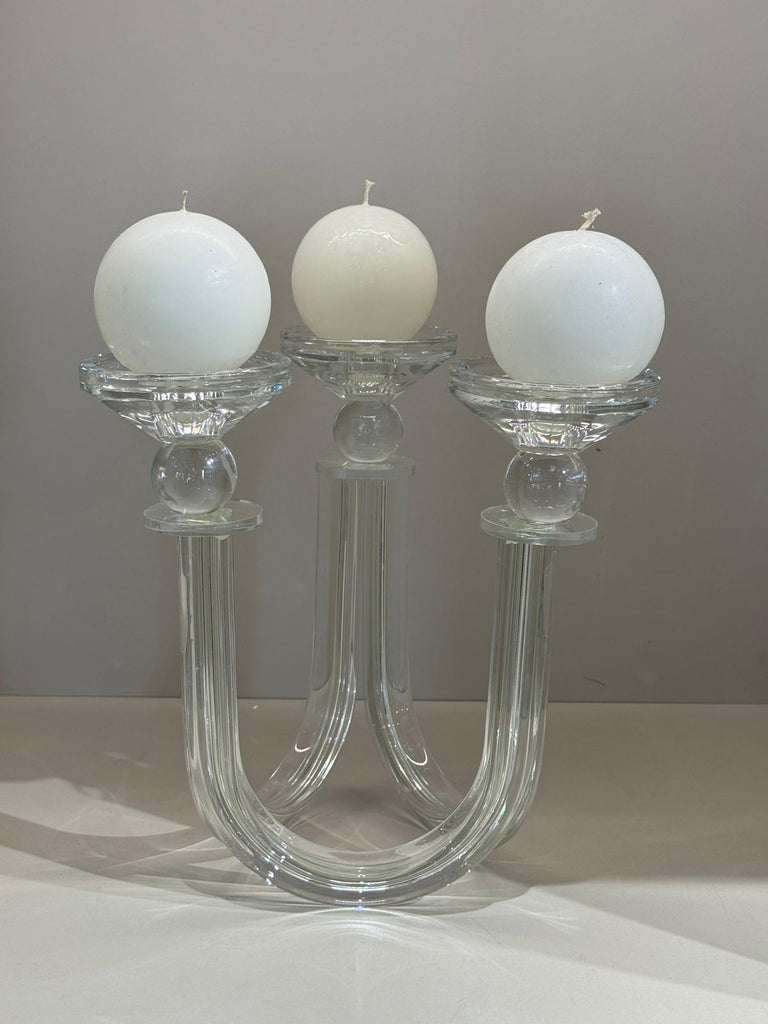 Kristal Şamdan Üç Kollu Şeffaf