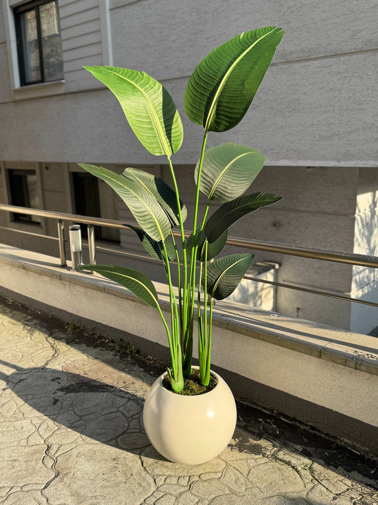 Yapay Starliçeli Top Saksı Krem No:A1