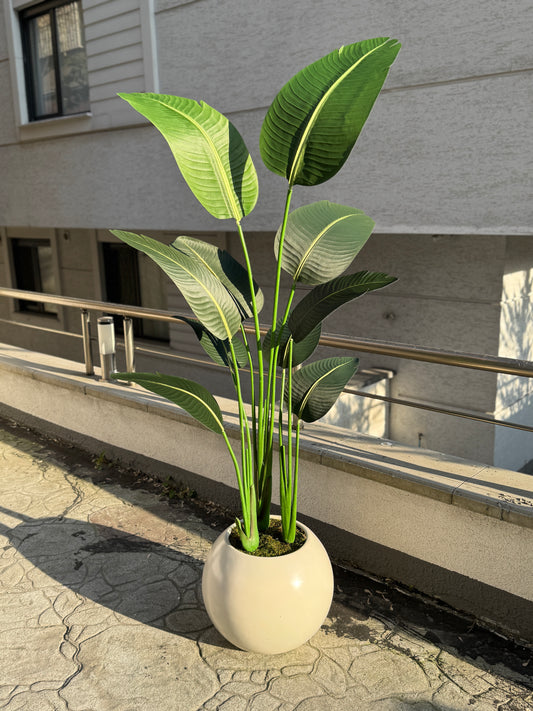 Yapay Starliçeli Top Saksı Krem No:A1