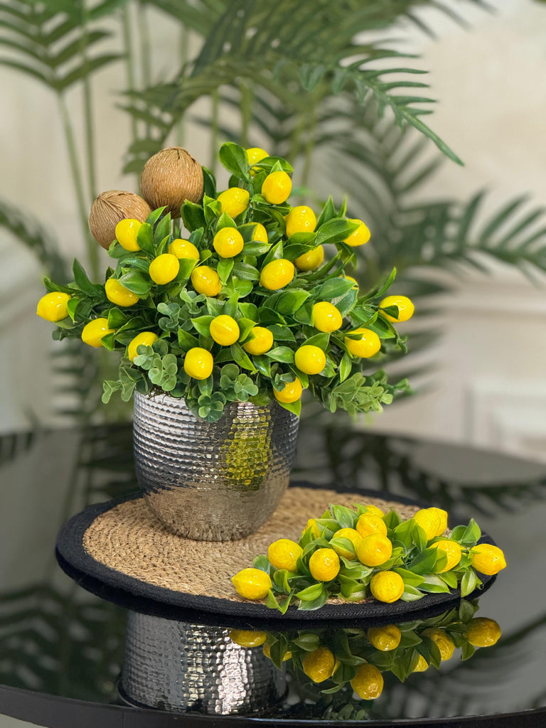 Dövmeli Gümüş Vazolu Limonlu ve Limonlu Supla Set
