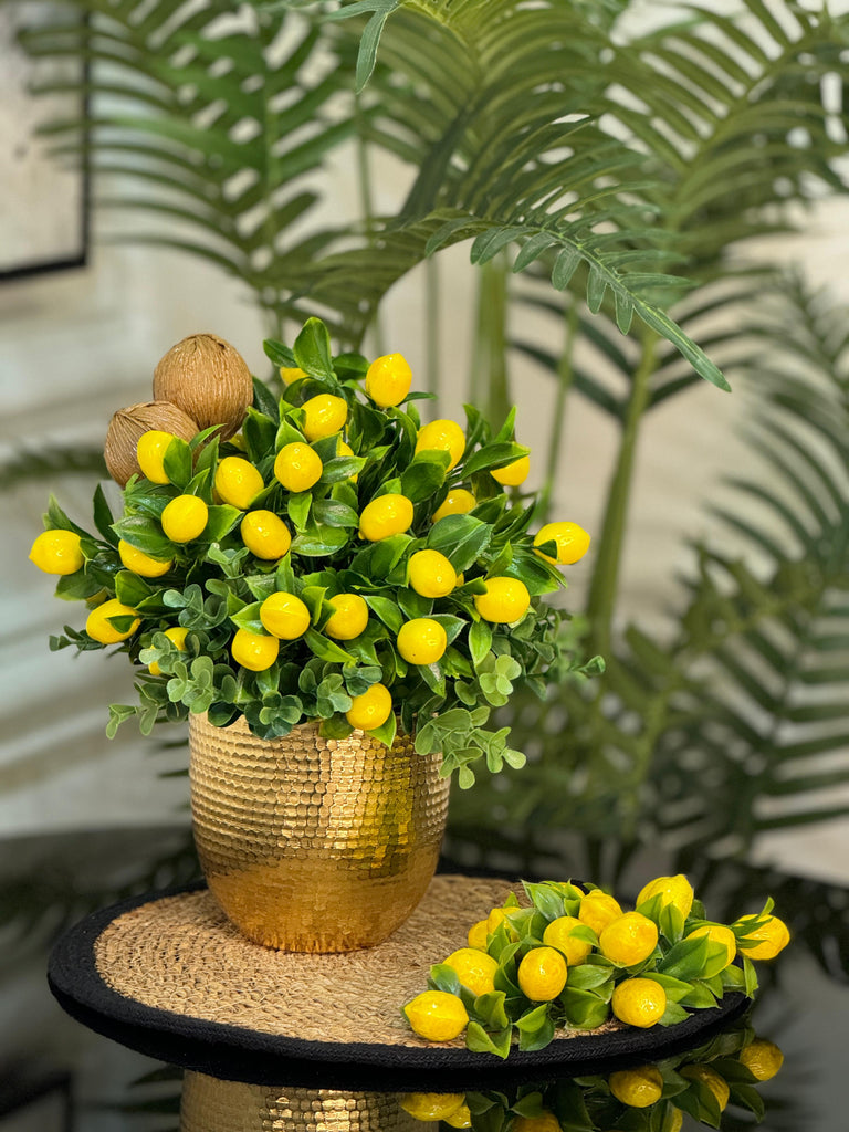 Dövmeli Gold Vazolu Limonlu ve Limonlu Supla Set