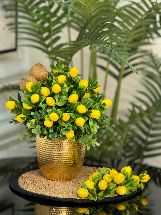 Dövmeli Gold Vazolu Limonlu ve Limonlu Supla Set
