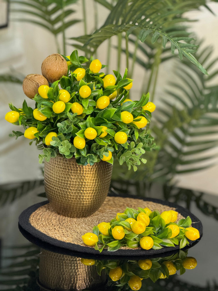 Dövmeli Eskitme Vazolu Limonlu ve Limonlu Supla Set