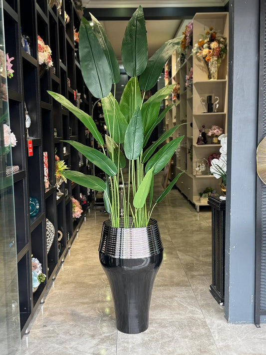 Starliçeli Armut Saksı Siyah Gümüş