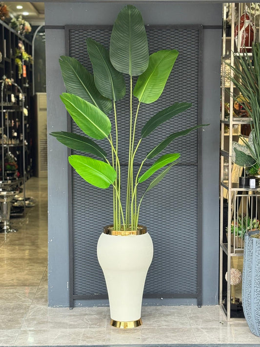 Starliçeli Büyük Saksı Krem Gold