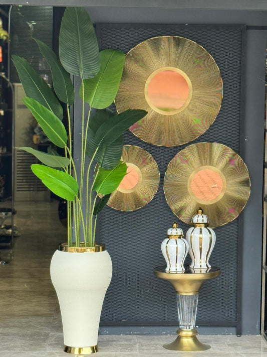 Starliçeli Büyük Saksı Krem Gold