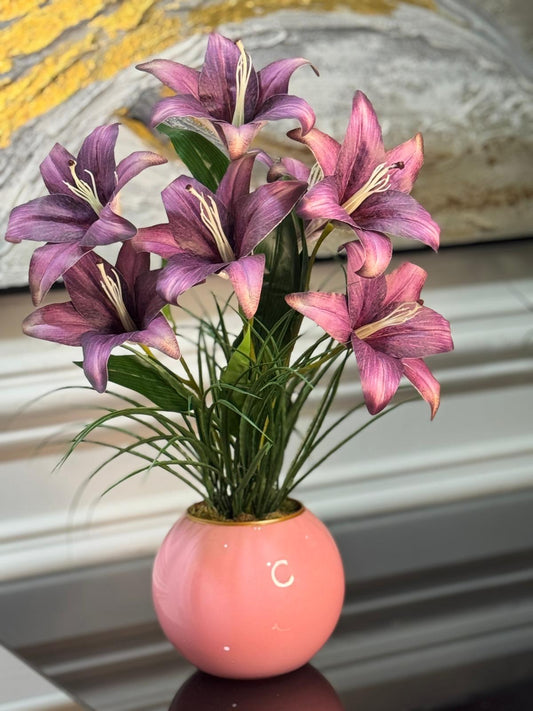 Yapay Lilyum Tanzimli Cam Vazo No:1