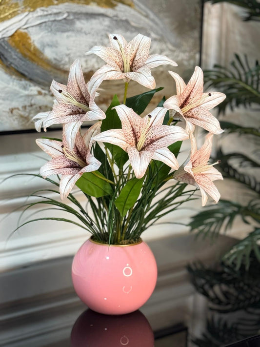 Yapay Lilyum Tanzimli Cam Vazo No:4