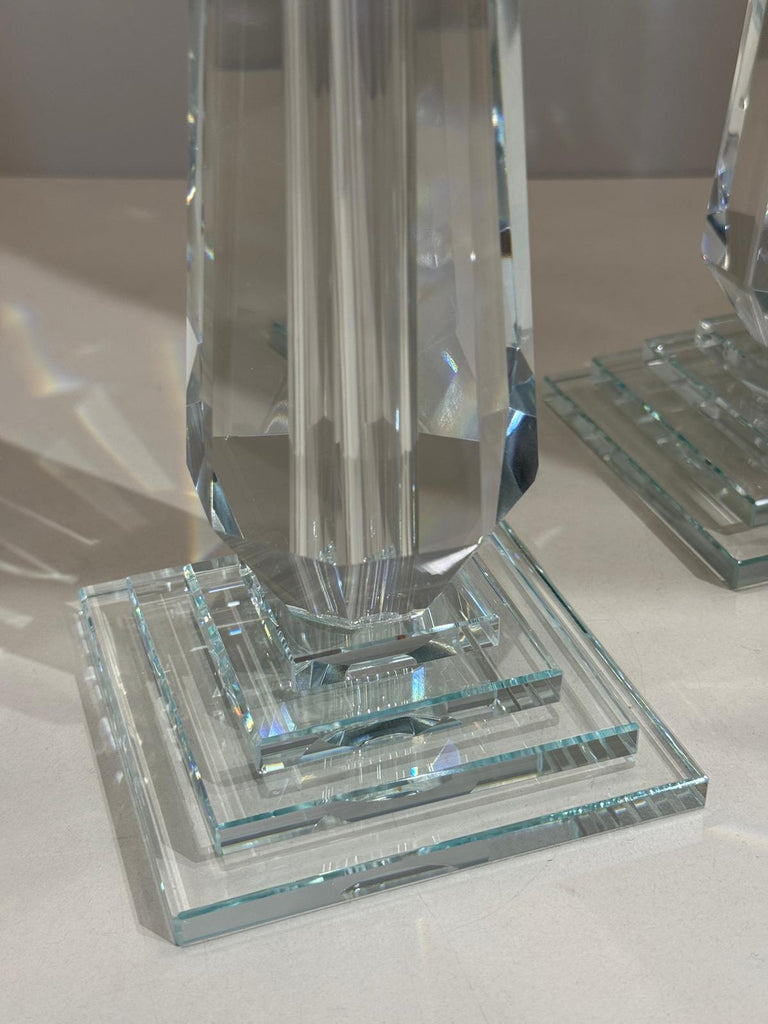 İkili Kristal Uzun Şamdan Şeffaf Model