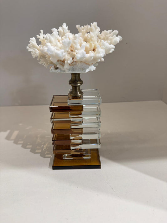 Kristal Kaideli Doğal Mercan Kahve- Şeffaf Kat Kat