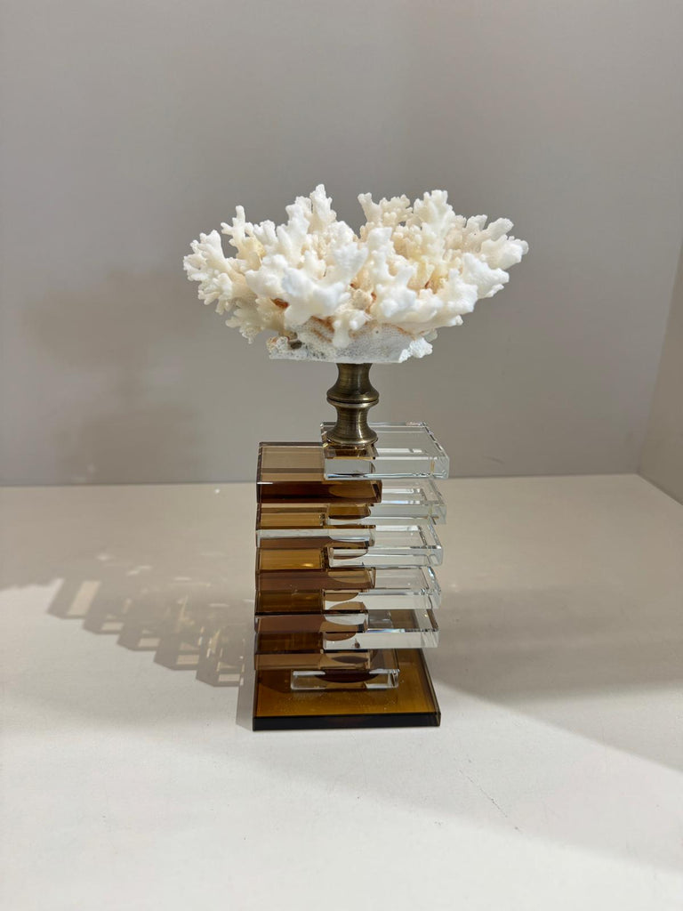 Kristal Kaideli Doğal Mercan Kahve- Şeffaf Kat Kat